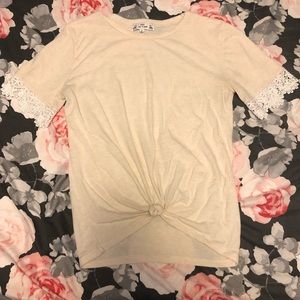 Poof- off white top with knot